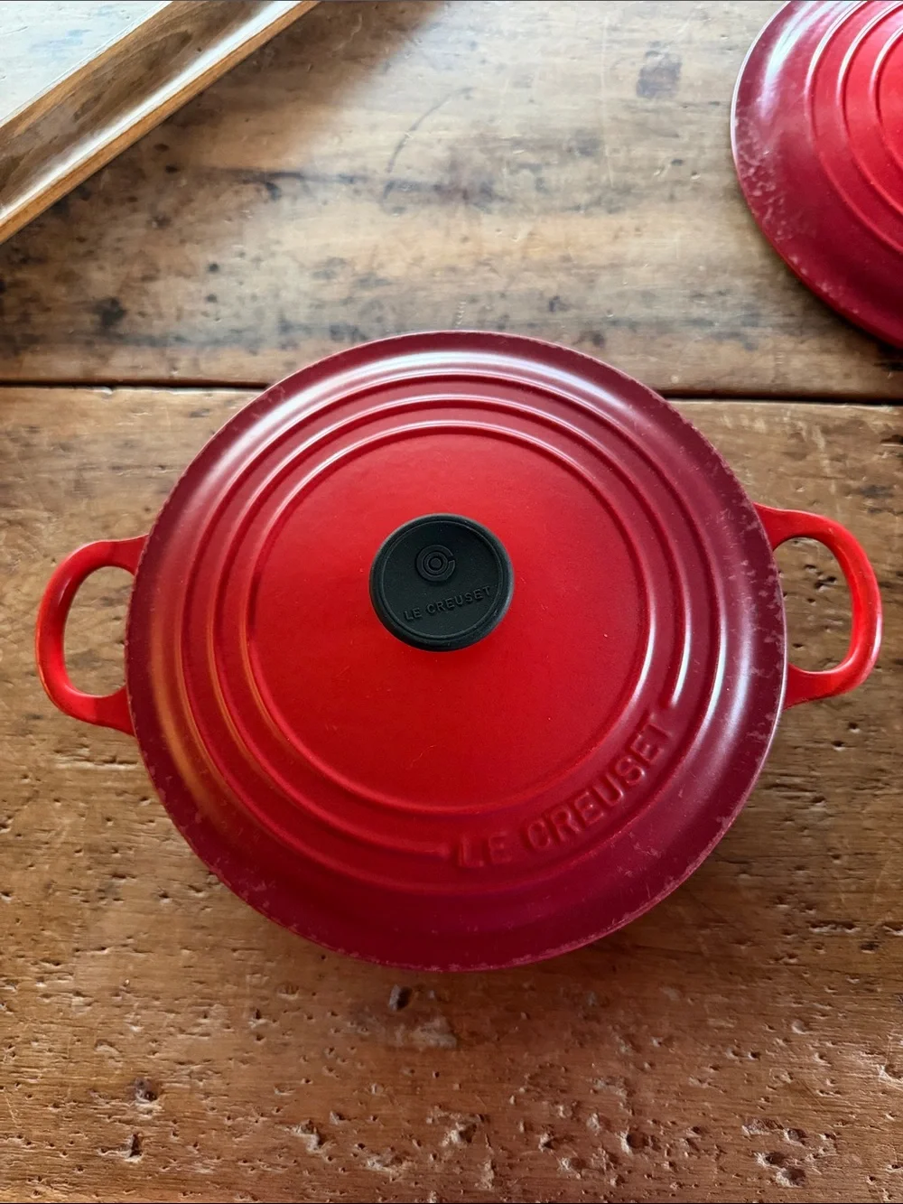 Le Creuset Red Enamel Dutch Oven 22 with Black Knob